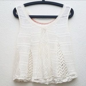 Anthro | Meadow Rue Off White Crochet Swing Tank